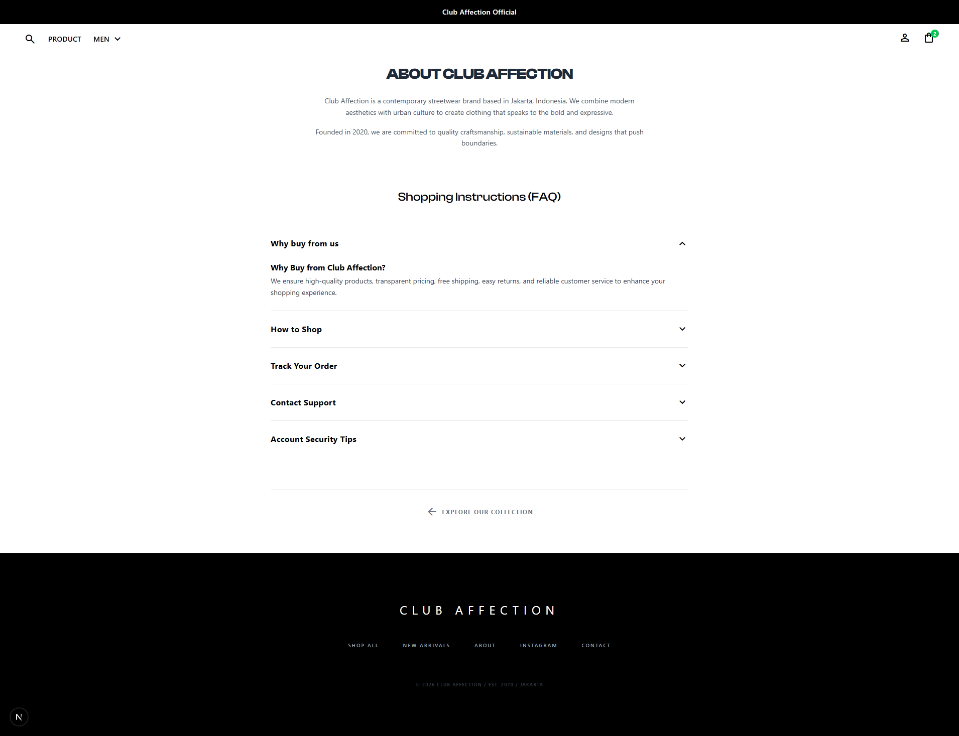 Club Affection Product Page